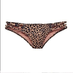 Victoria’s Secret Shimmer Strappy Side Leopard Bikini Hipster Bottom Medium NWOT